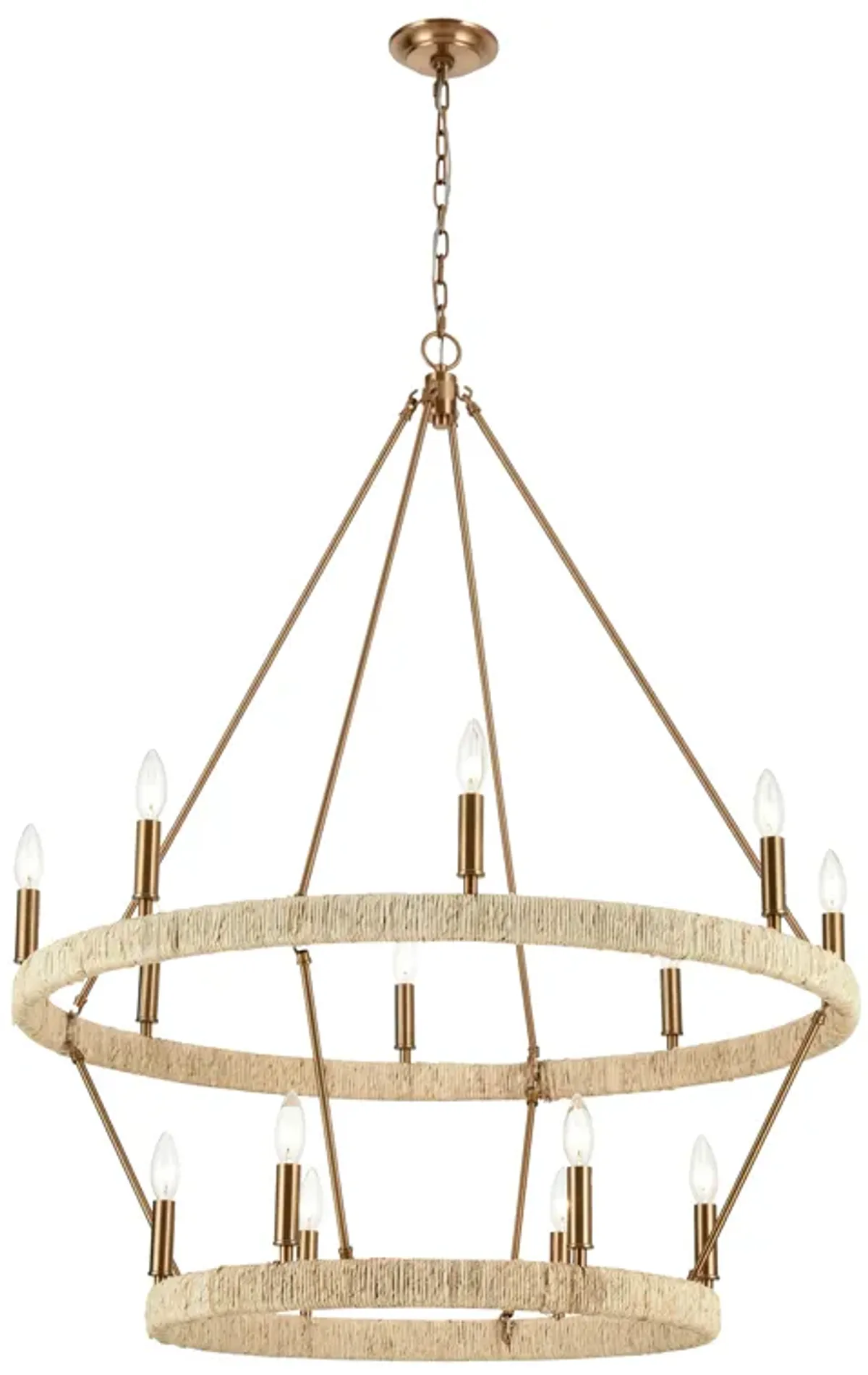 Abaca 36" Wide 14-Light Chandelier - Satin Brass