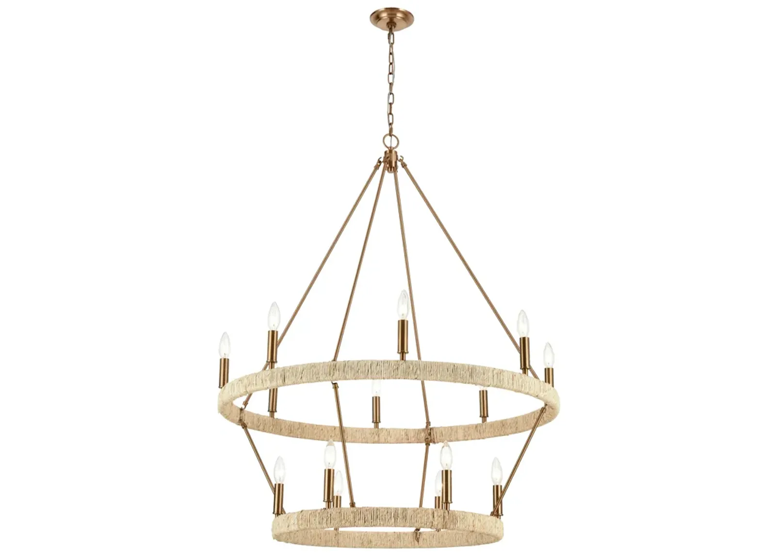 Abaca 36" Wide 14-Light Chandelier - Satin Brass