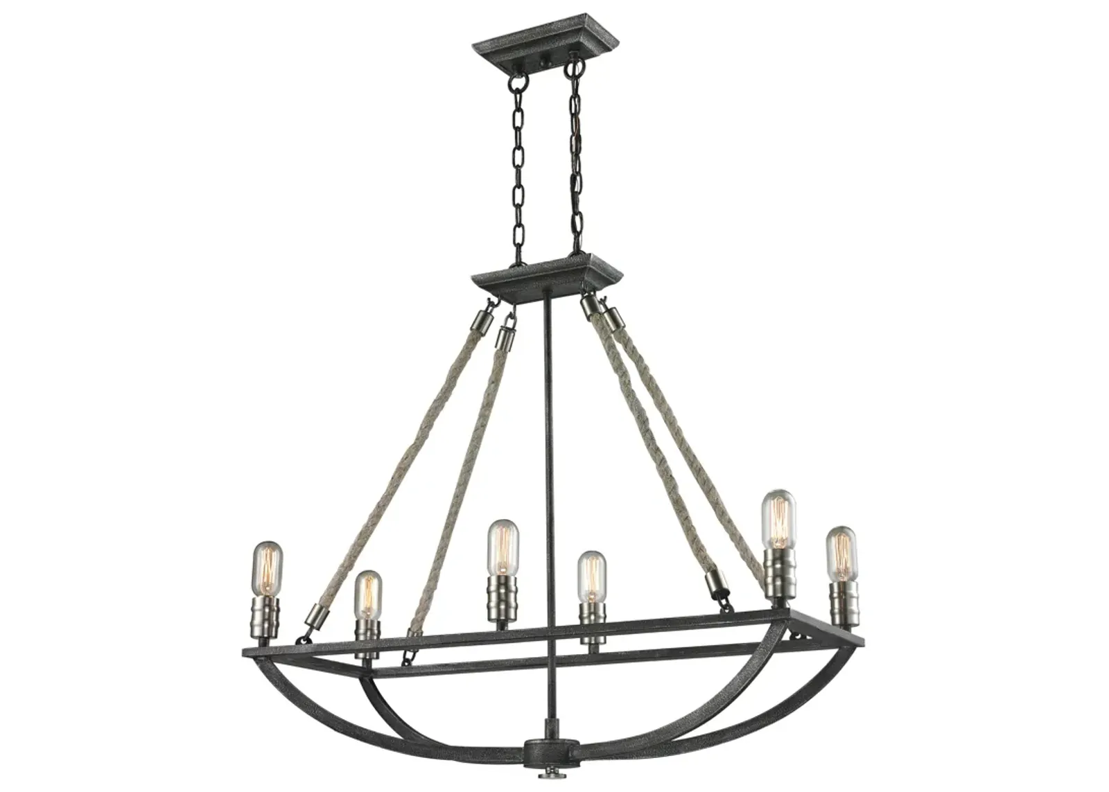 Natural Rope 13" Wide 6-Light Chandelier - Polished Nickel