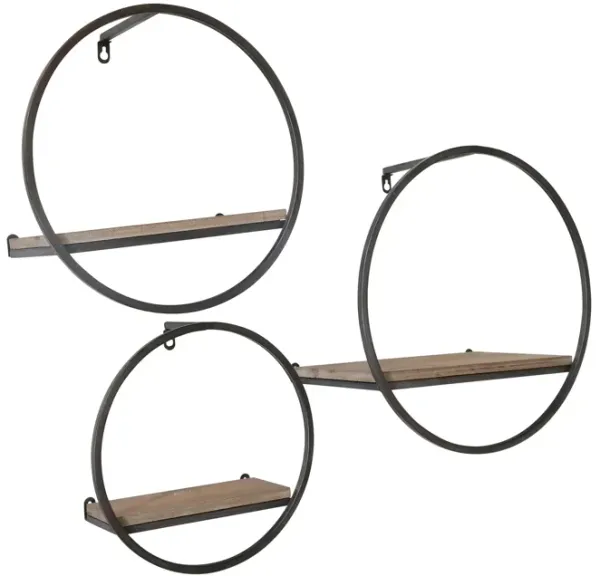 S/3 Wood/metal Wall Shelves