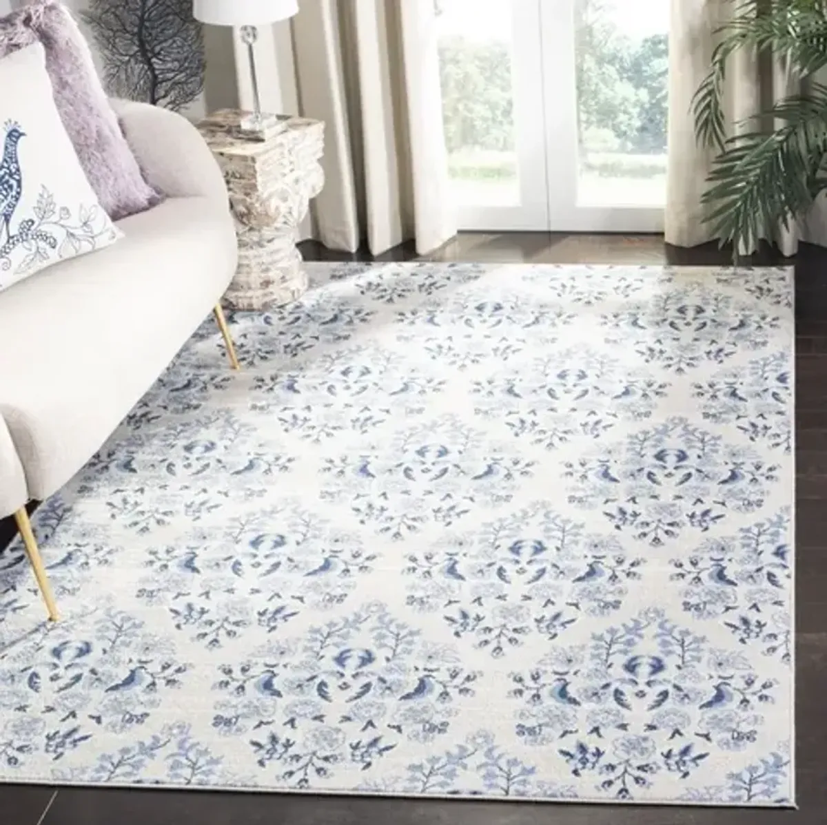 Brentwood 856 Cream / Blue 9' X 12' Large Rectangle Powerloomed Rug