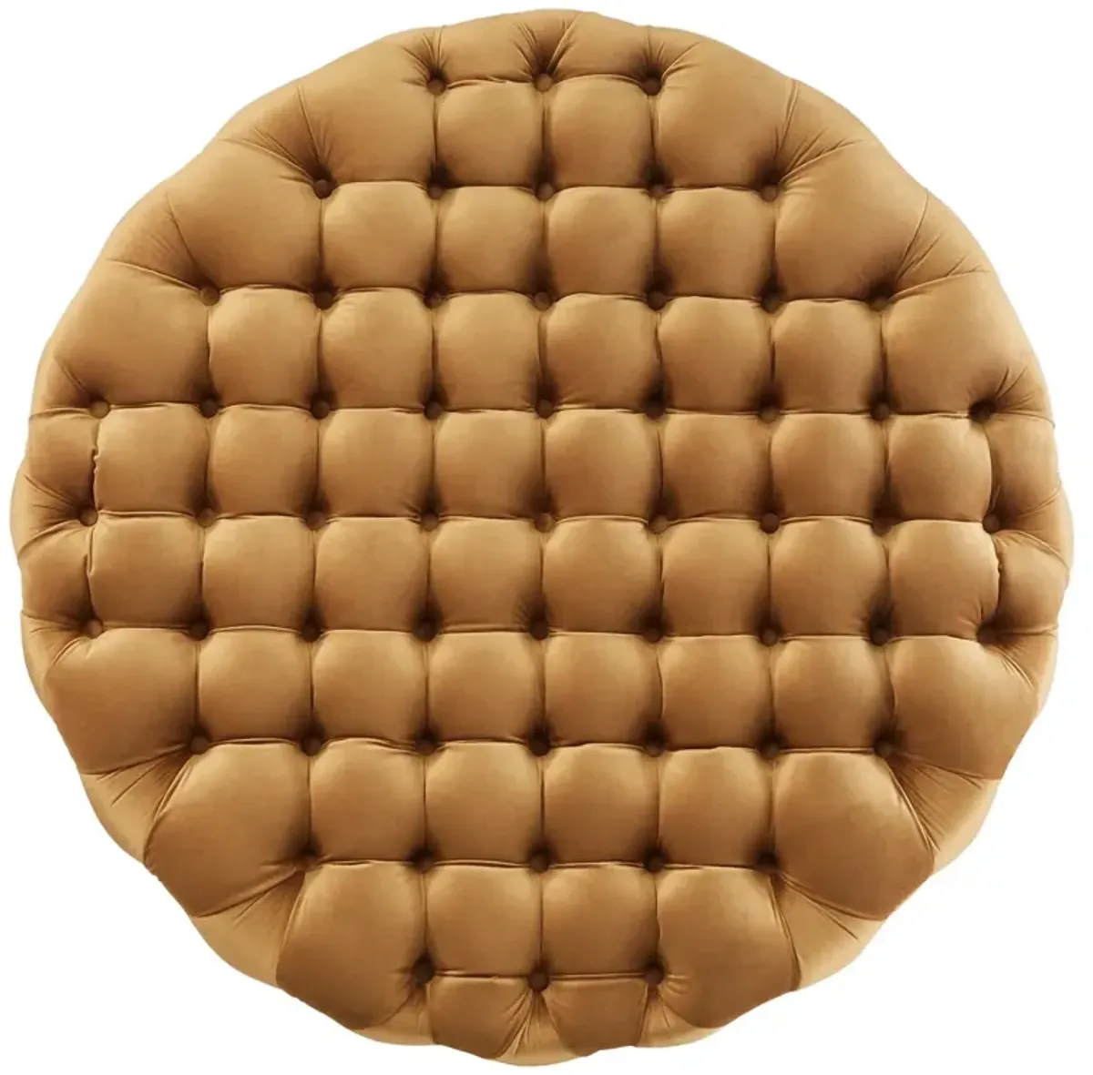 Amour Tufted Button Large Round Performance Velvet Ottoman