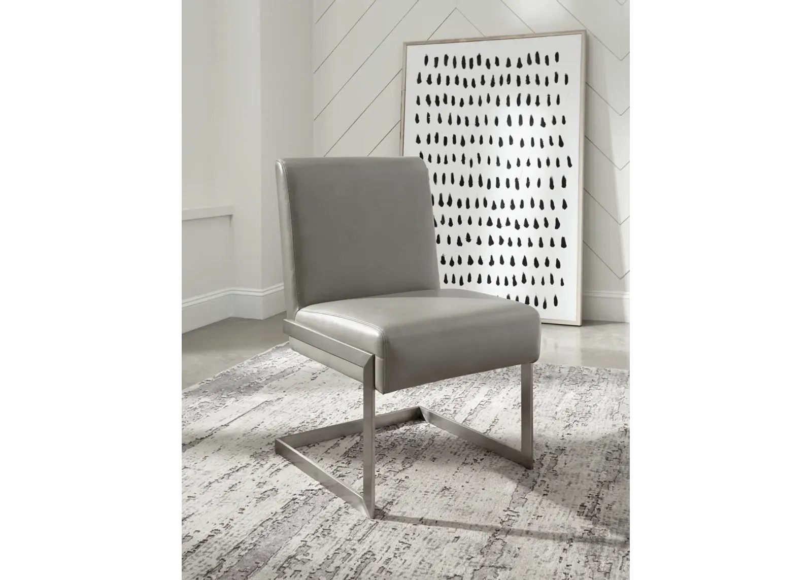 Coral Synthetic Leather Upholstered Dining Chair