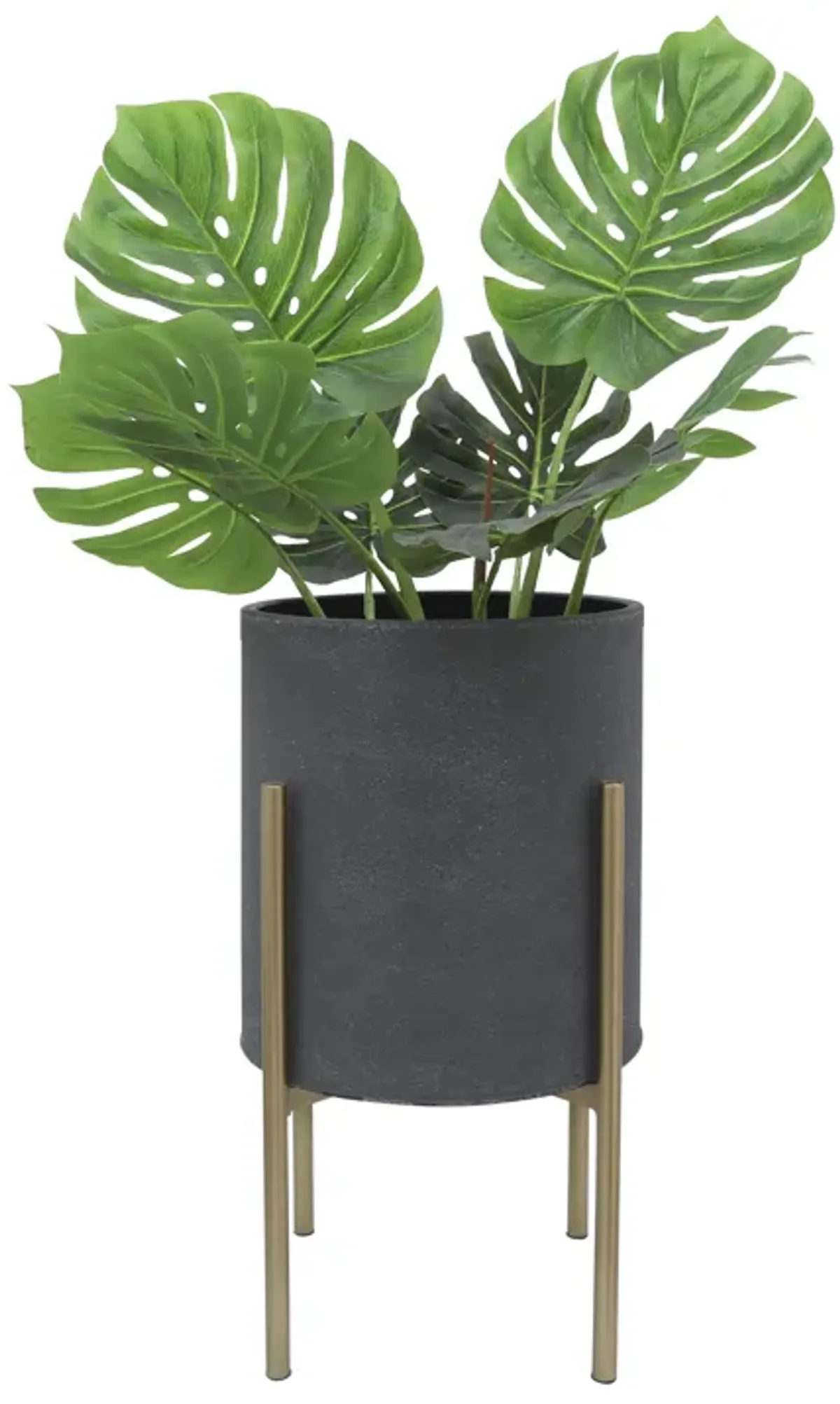 S/2 Planter On Metal Stand, Gray/gld