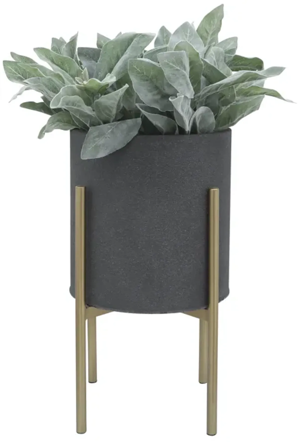 S/2 Planter On Metal Stand, Gray/gld