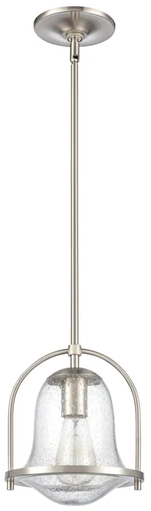 Connection 8" Wide 1-Light Mini Pendant - Satin Nickel