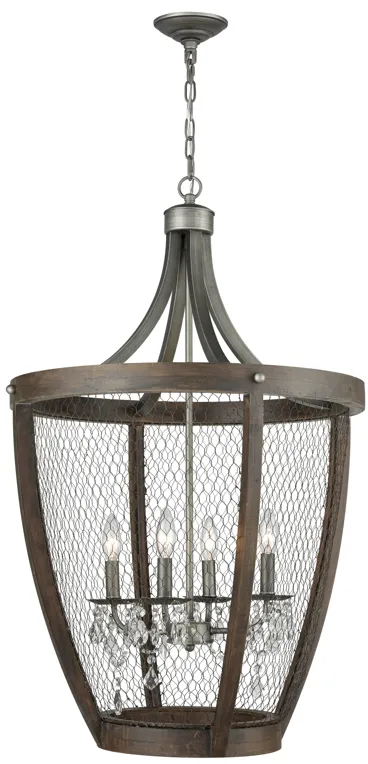 Renaissance Invention 23" Wide 4-Light Pendant - Weathered Zinc