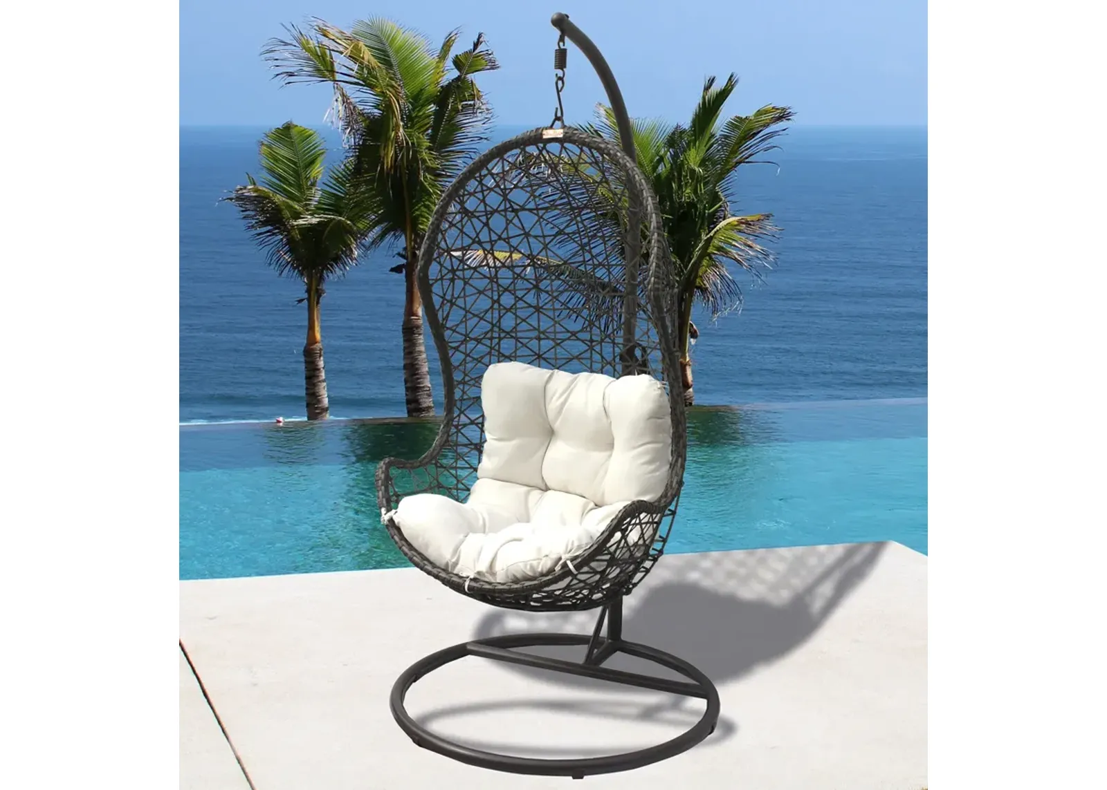 Panama Jack Hanging Chair w/Metal Stand &amp; Cushions