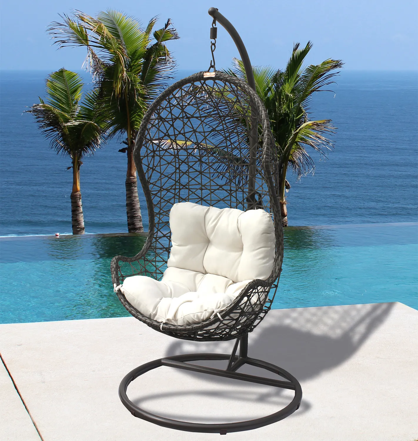 Panama Jack Hanging Chair w/Metal Stand &amp; Cushions