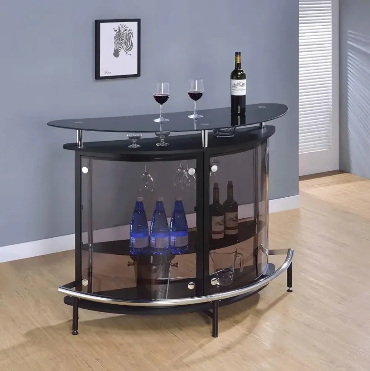 Amarillo 2-tier Bar Unit Black and Chrome