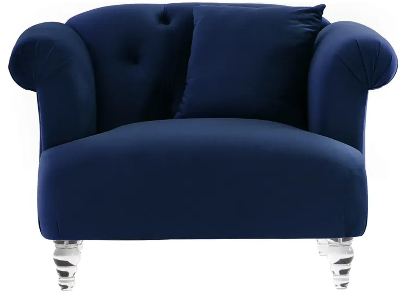 Elegance Contemporary Chair in Blue Velvet with Acrylic Legs