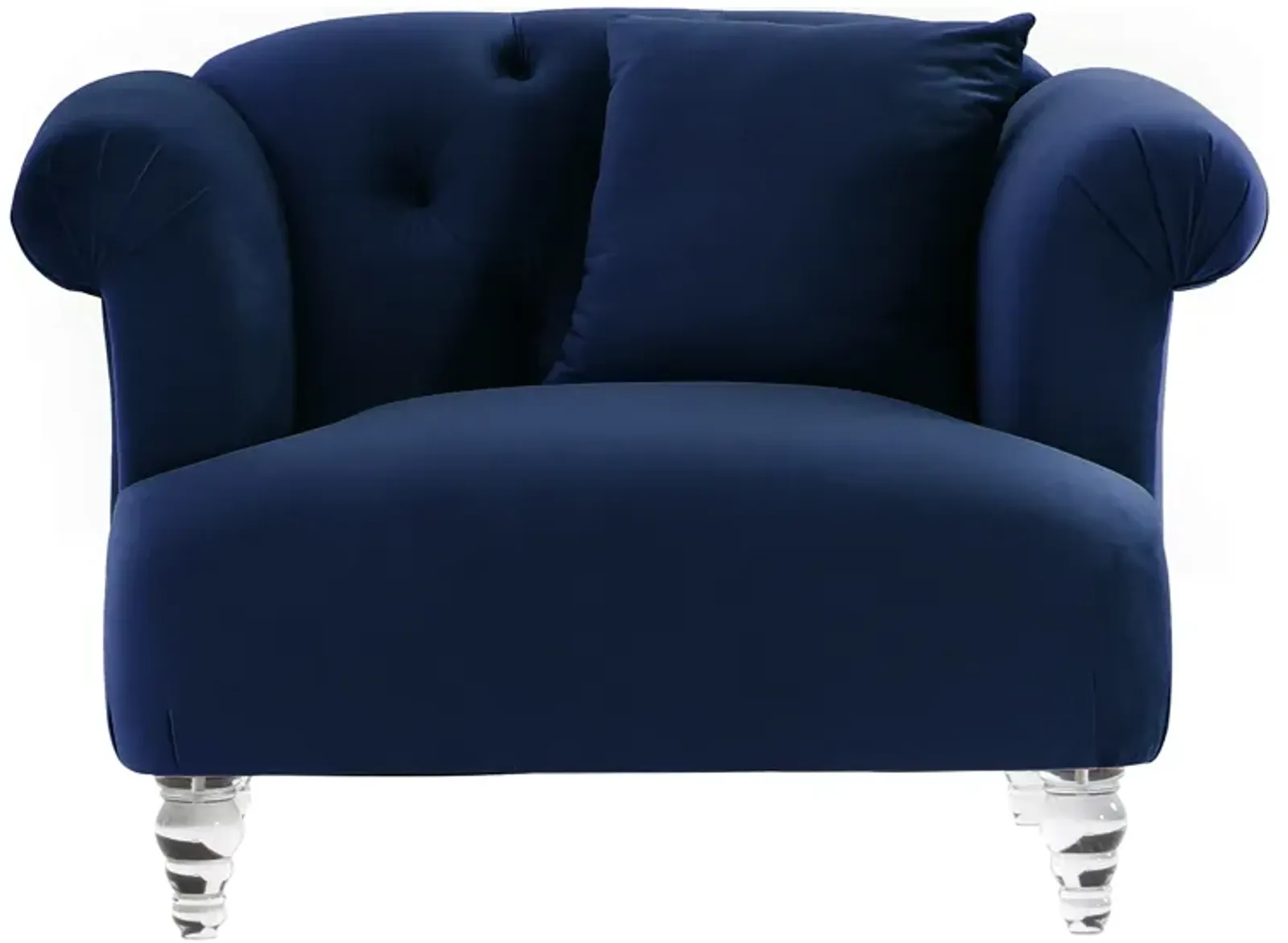 Elegance Contemporary Chair in Blue Velvet with Acrylic Legs