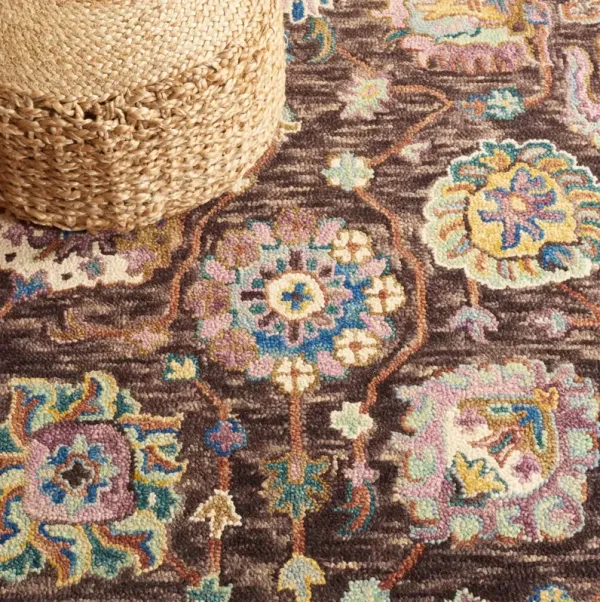 BLOSSOM 469 CHARCOAL  6' x 6' Square Square Rug