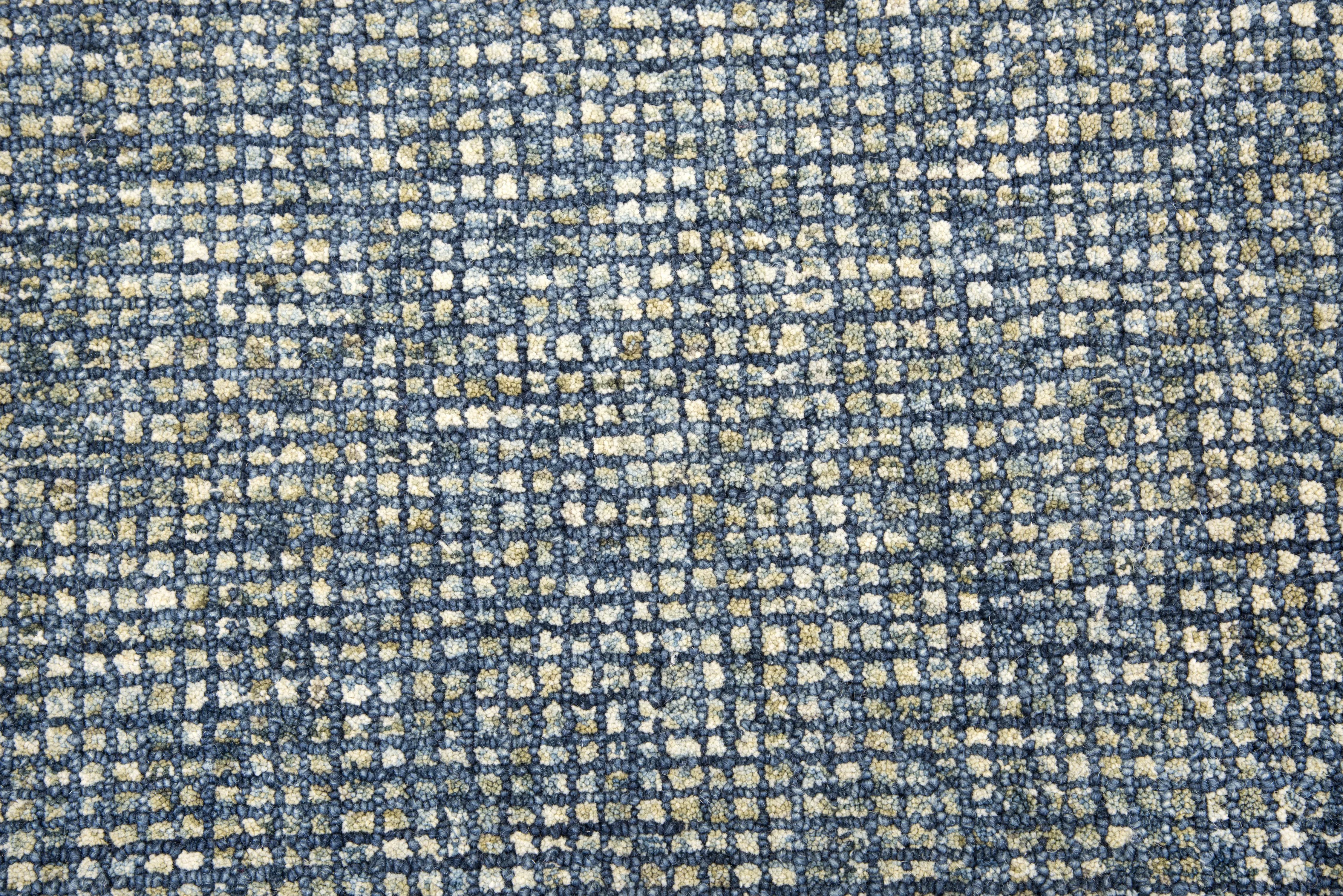 Talbot Blue Tweed Wool 2'6" x 8' Runner Rug