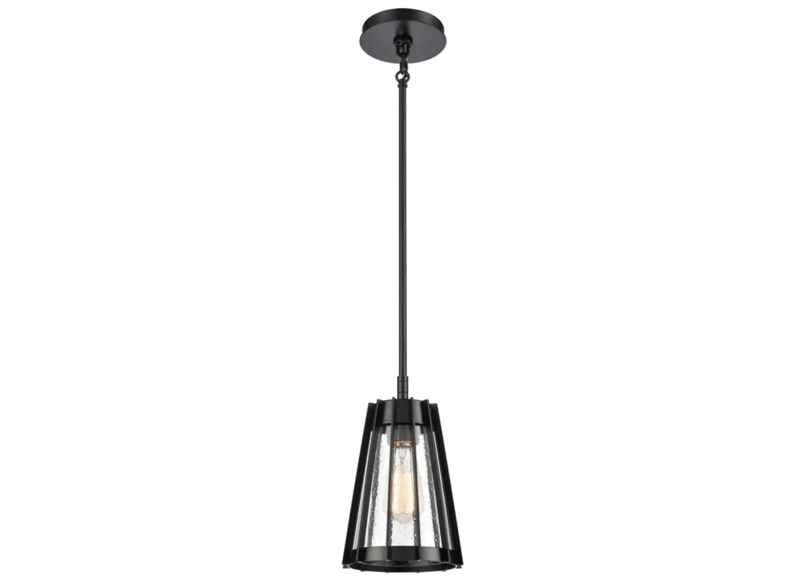 Open Louvers 6.75" Wide 1-Light Mini Pendant - Matte Black