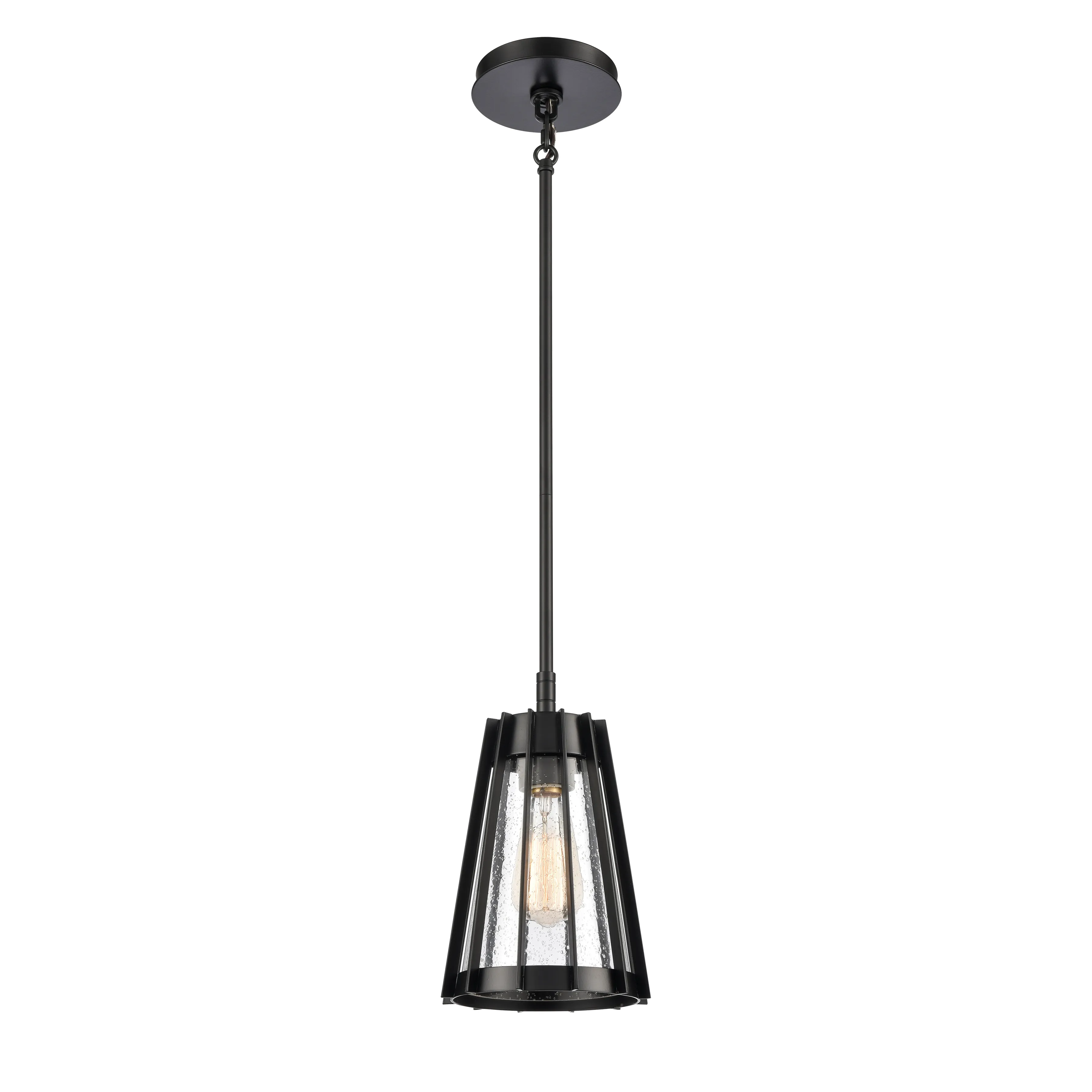 Open Louvers 6.75" Wide 1-Light Mini Pendant - Matte Black