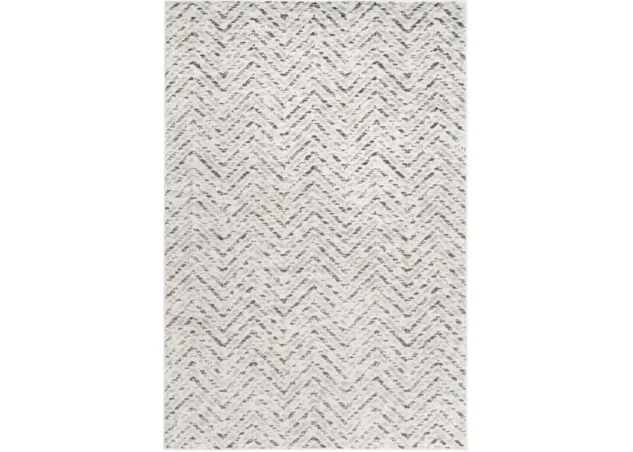 Adirondack Contemporary Ivory / Charcoal 4' X 6' Powerloomed Rug