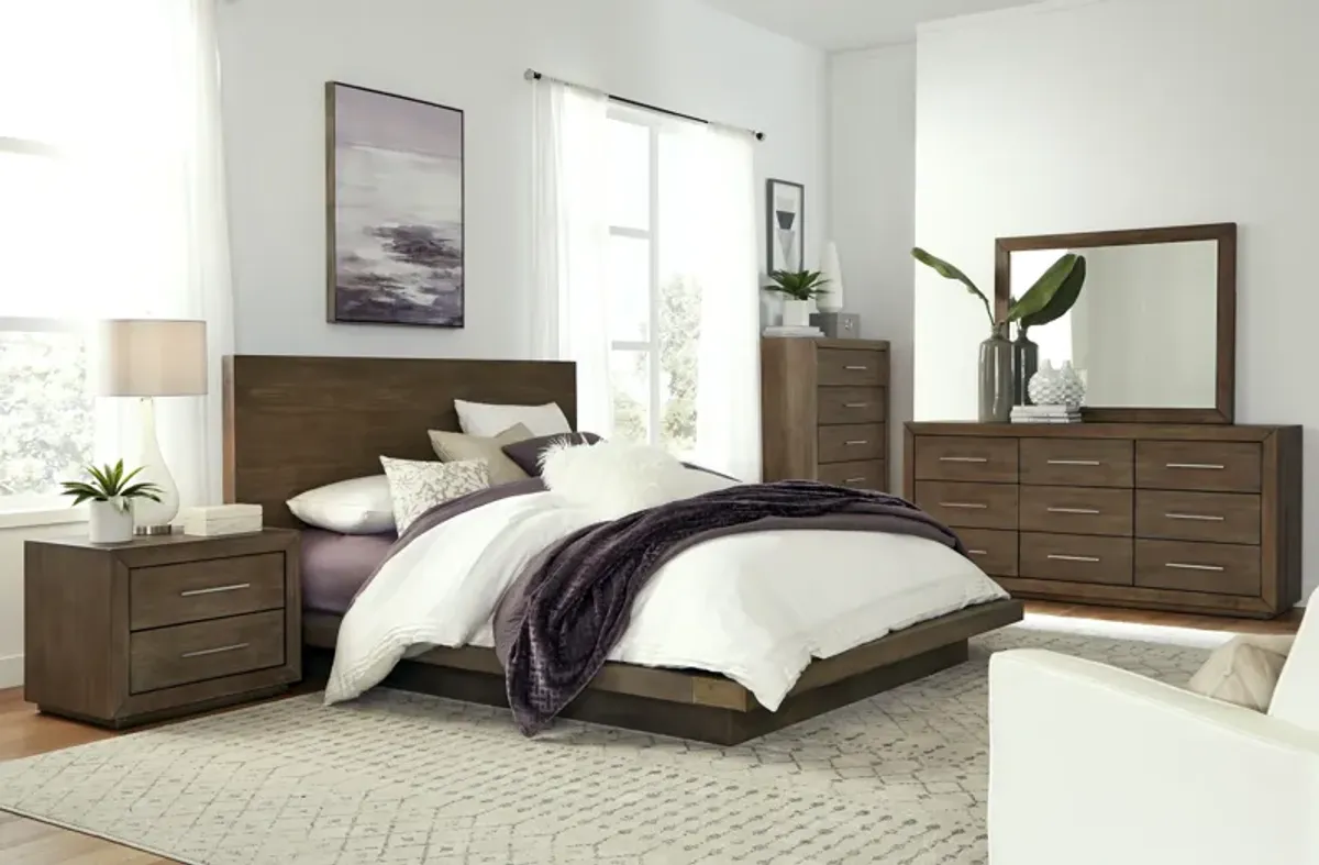 Melbourne Queen-Size Panel Bed in Dark Pine