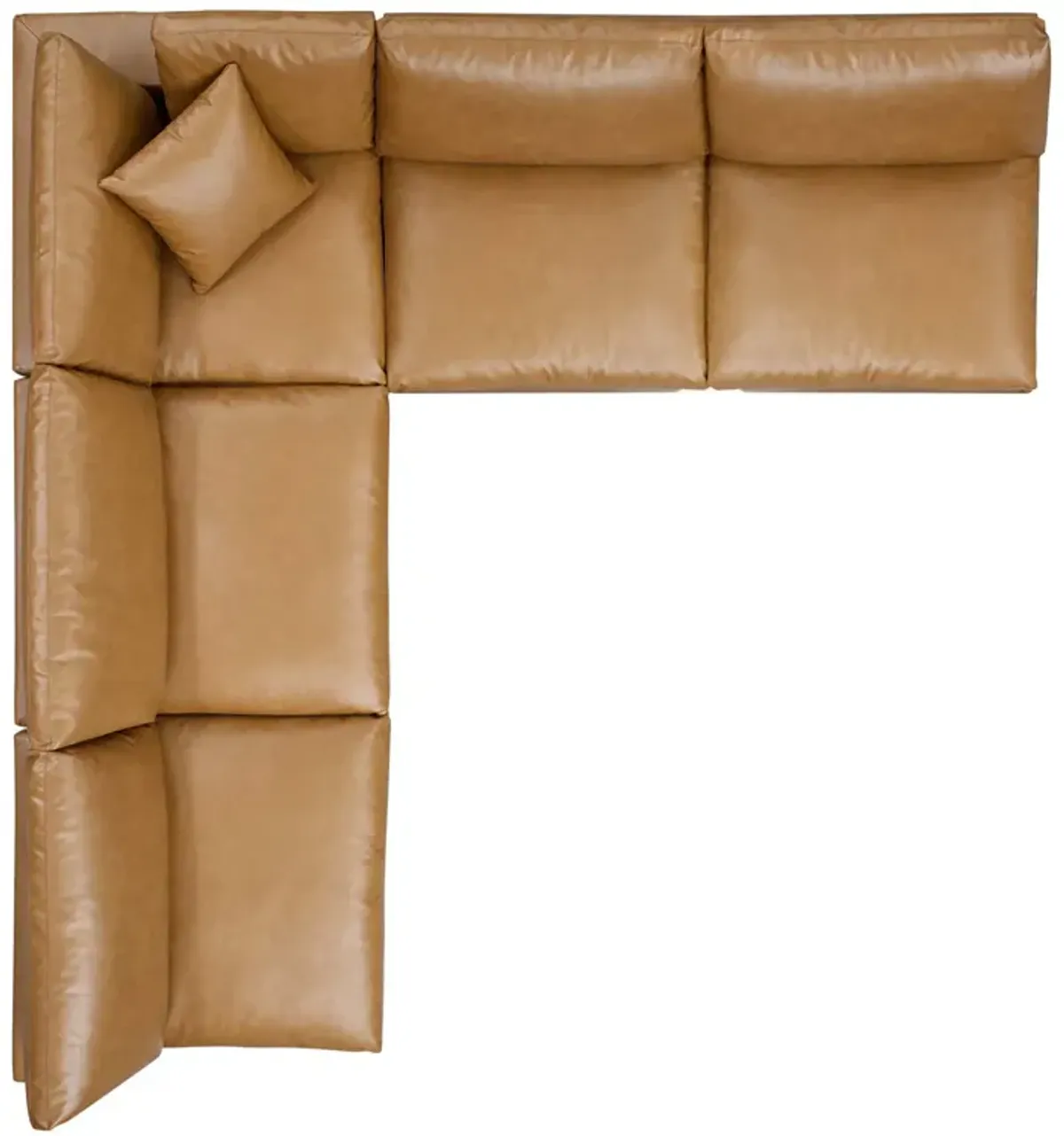 Commix Down Filled Overstuffed Vegan Leather 5-Piece Sectional Sofa