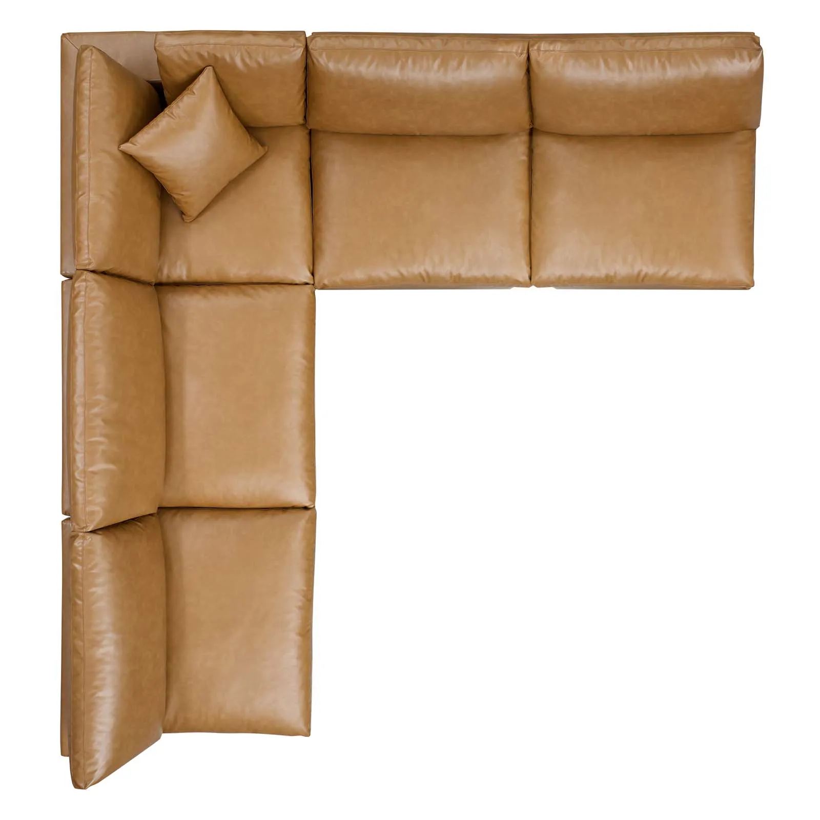 Commix Down Filled Overstuffed Vegan Leather 5-Piece Sectional Sofa