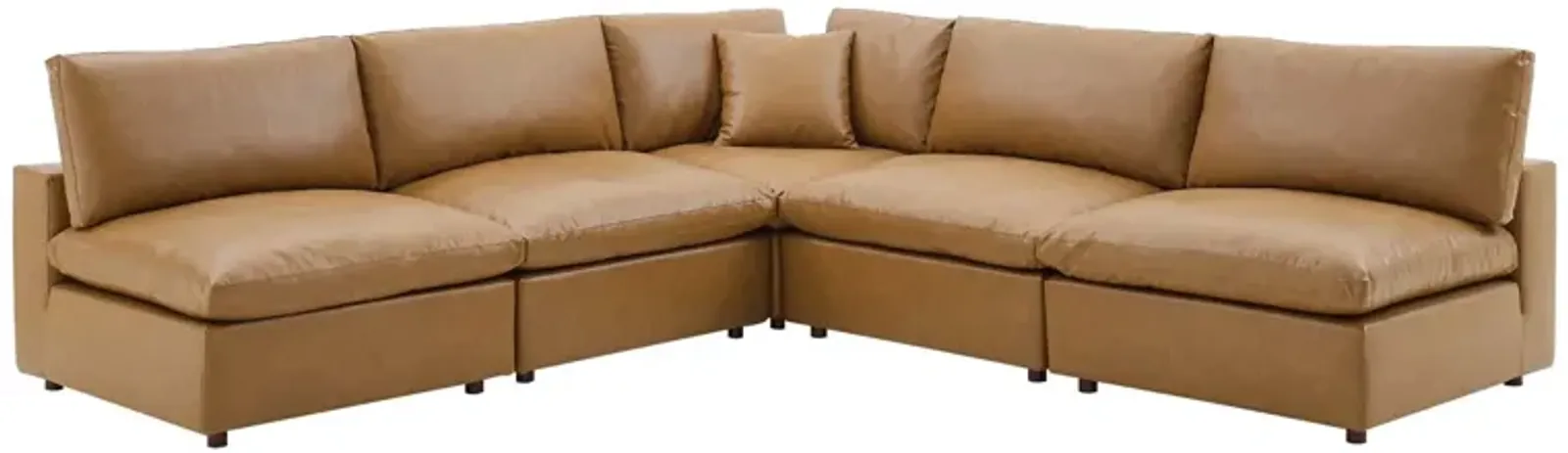 Commix Down Filled Overstuffed Vegan Leather 5-Piece Sectional Sofa