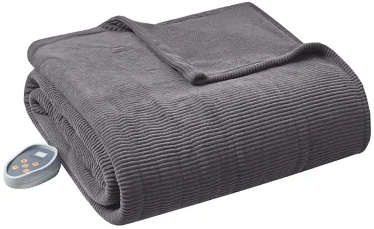 Beautyrest Electric Micro Fleece Grey Heated Blanket