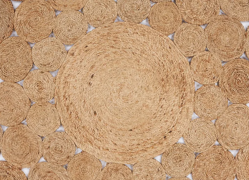 Nature Contemporary Geometric Organic Jute Indoor Round Area Rug 4'