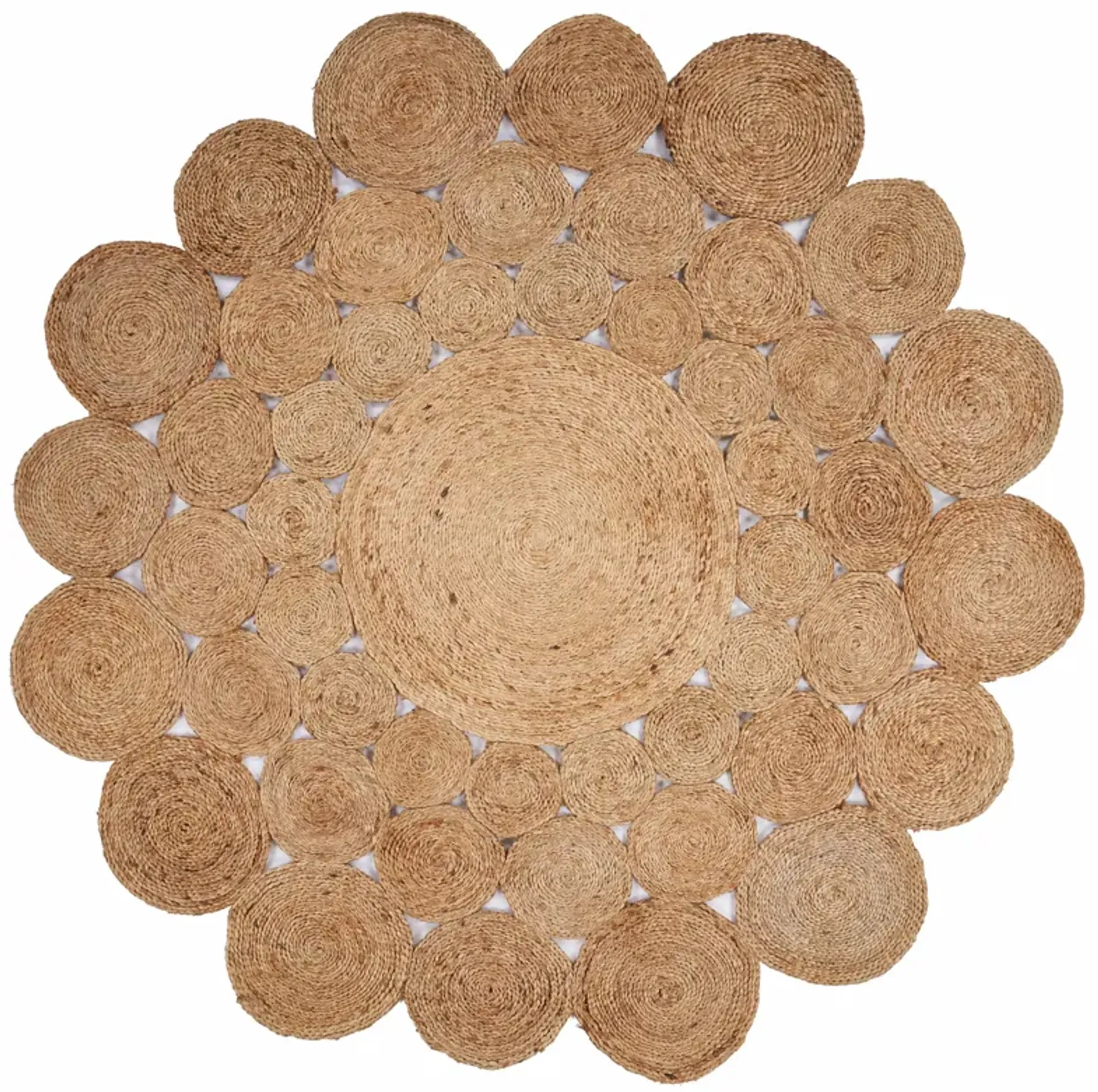 Nature Contemporary Geometric Organic Jute Indoor Round Area Rug 4'