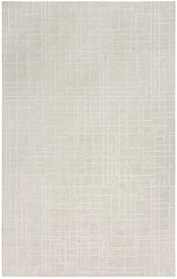 Jazz Ivory Geometric Wool/Tencel 5' x 7'6" Rectangle Rug
