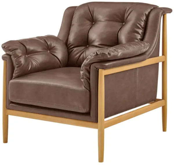 Larry PU Tufted Accent Arm Chair, Casa Brown 
