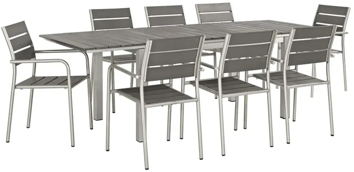 Shore 9 Piece Outdoor Patio Aluminum Dining Set