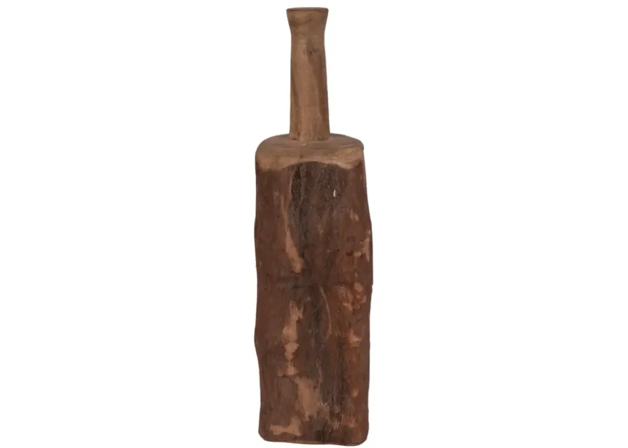 21" Reclaimed Wood Bottle Object, Brown