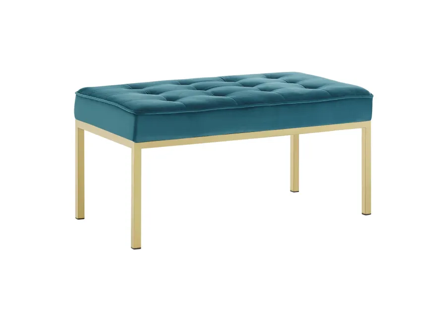 Loft Gold Stainless Steel Leg Medium Performance Velvet Bench