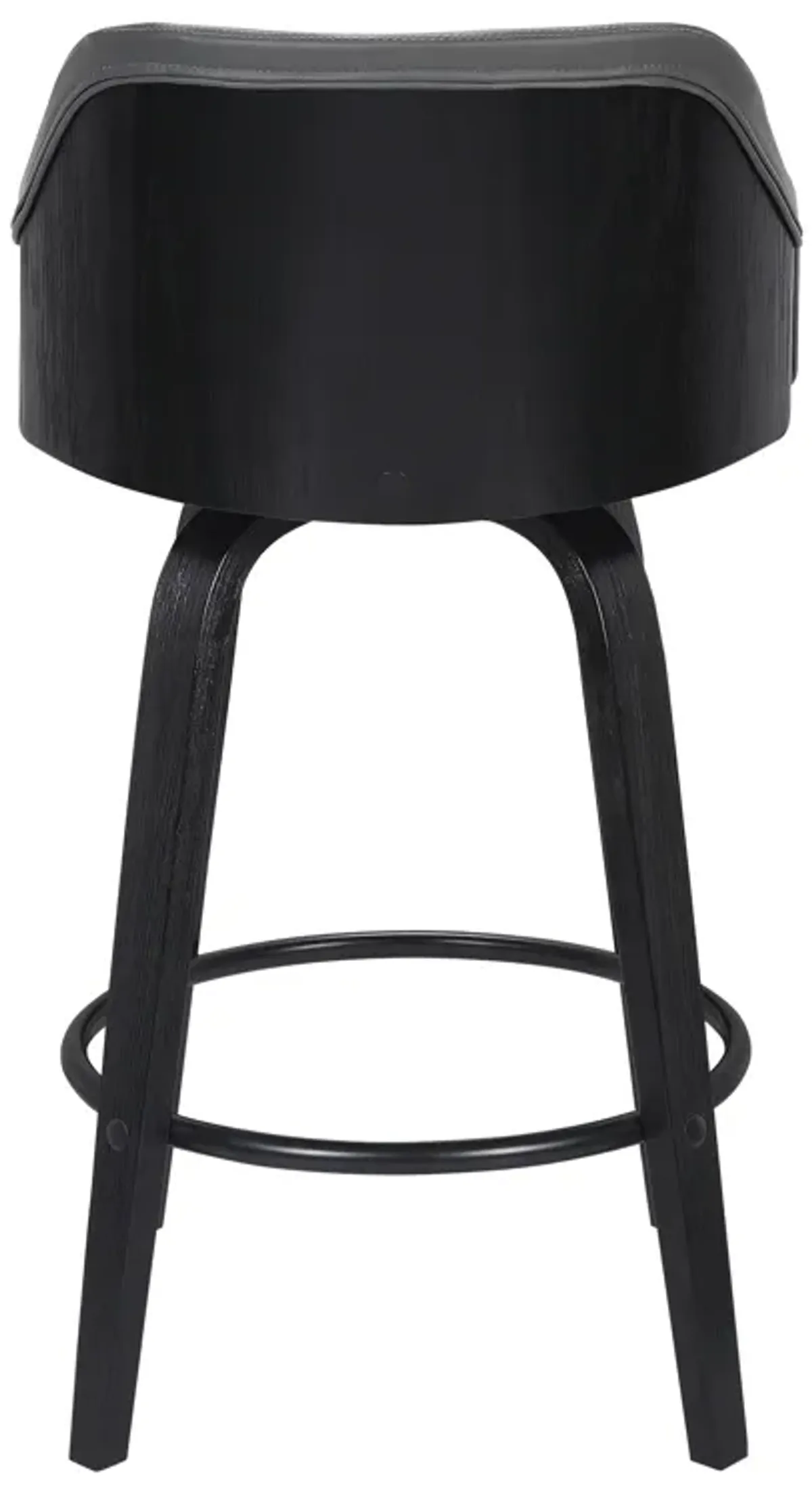 Alec 26" Counter Height Swivel Grey Faux Leather and Black Wood Bar Stool