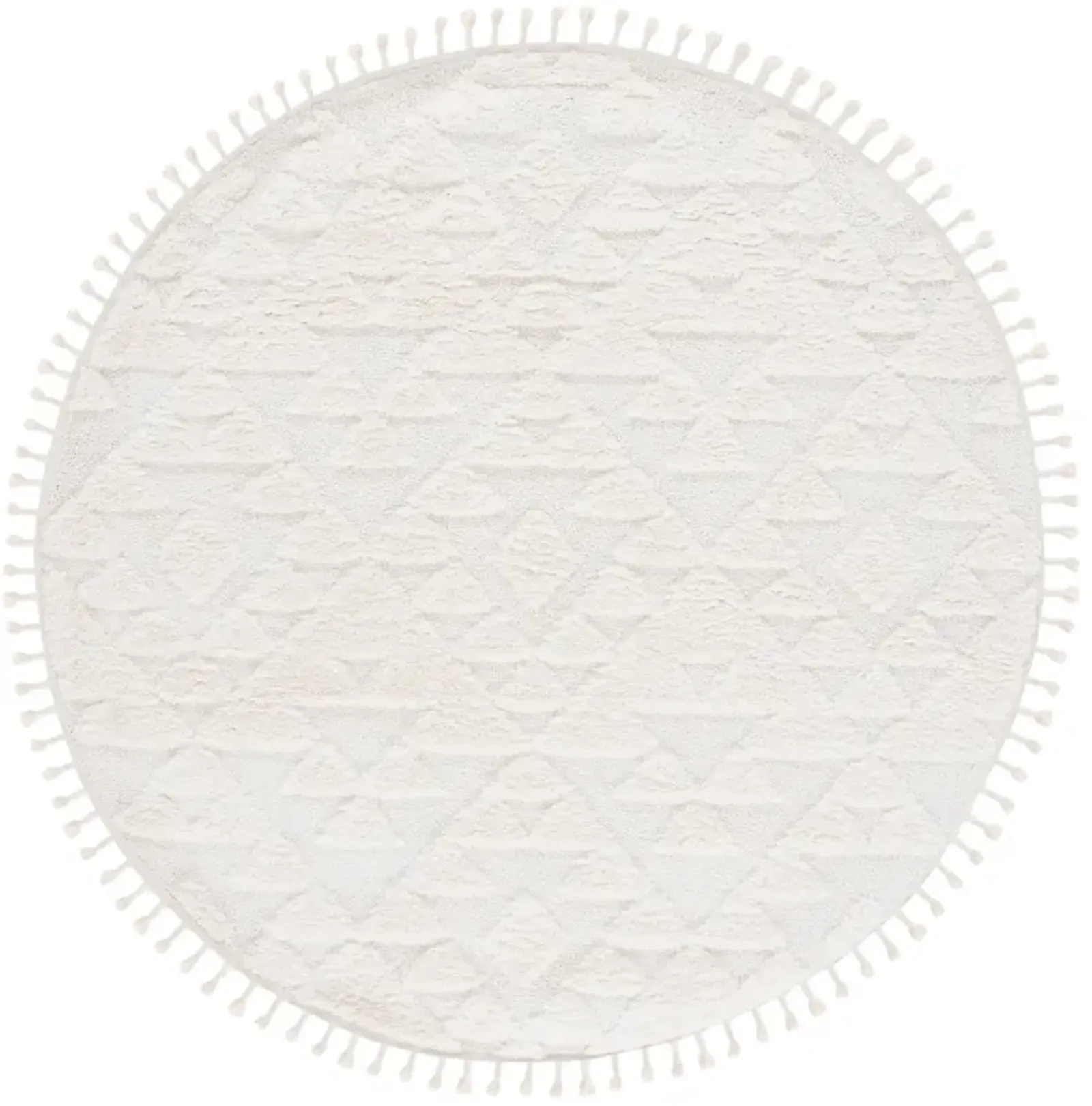 MOROCCAN TASSEL SHAG 688 IVORY 3' x 3' Round Round Rug