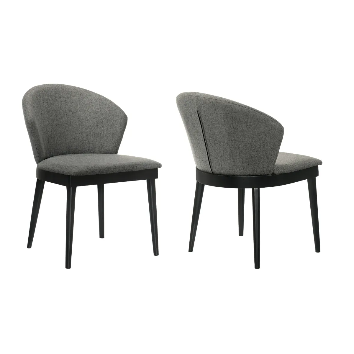 Juno Charcoal Fabric and Black Wood Dining Side Chairs - Set of 2