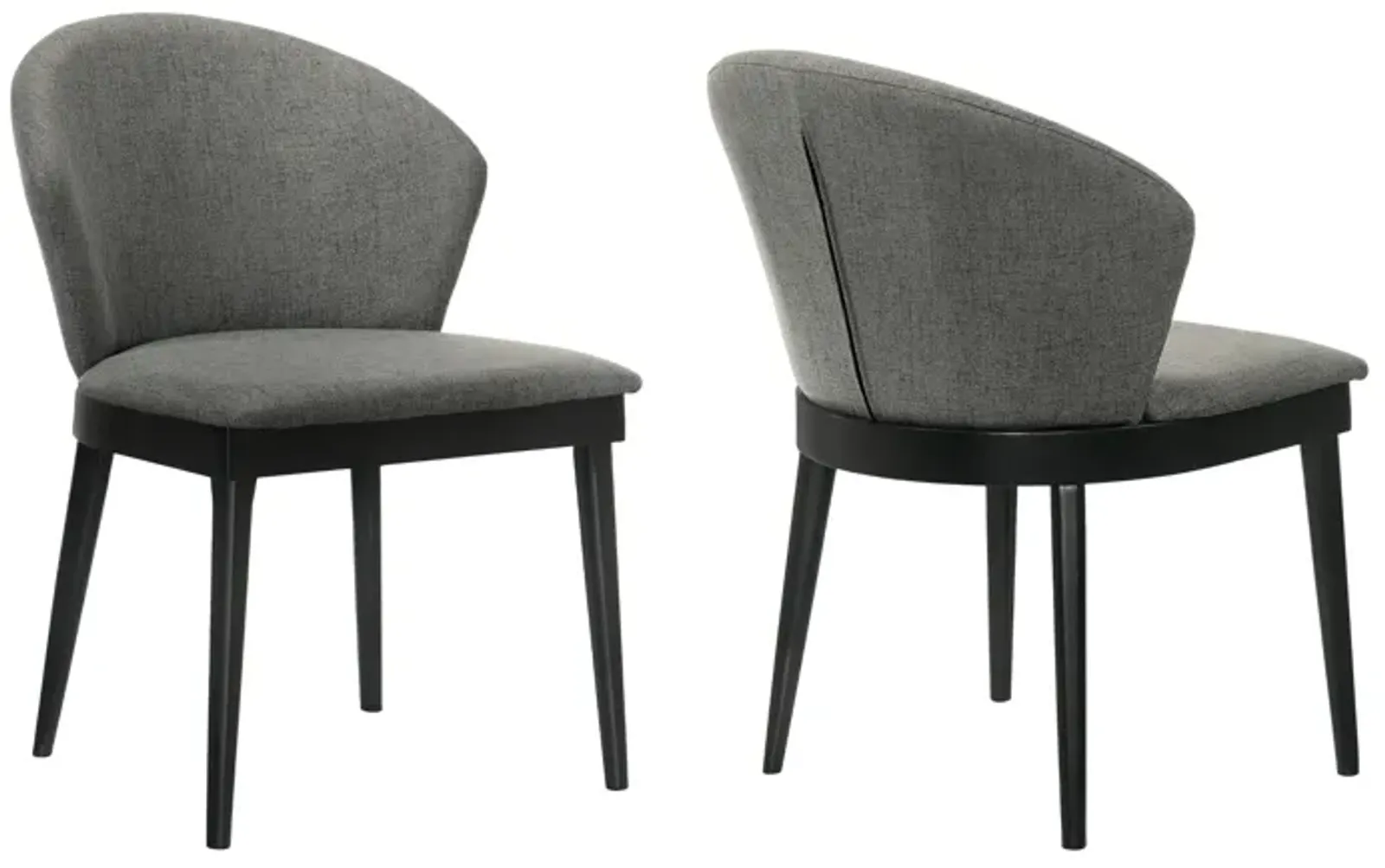 Juno Charcoal Fabric and Black Wood Dining Side Chairs - Set of 2