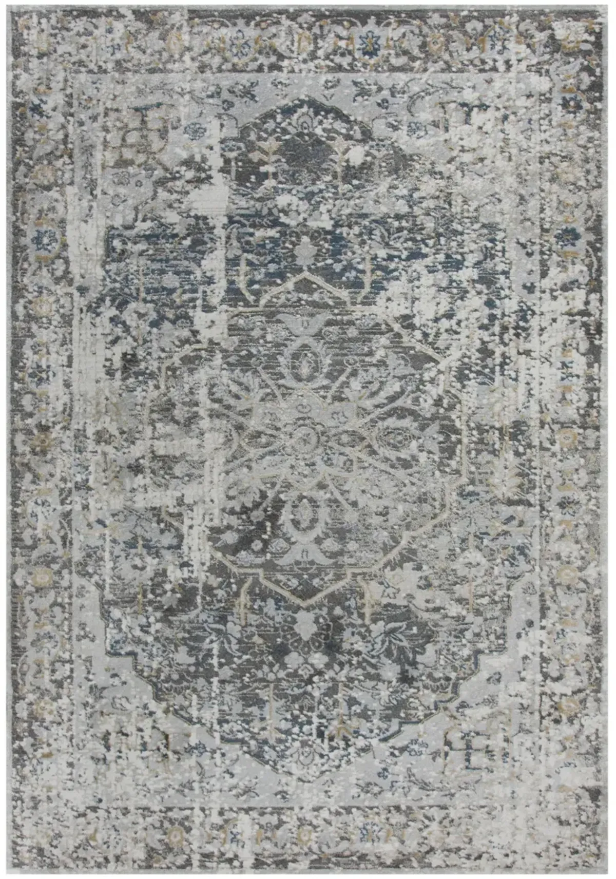 Bristol Beige/Blue Broken Medallion Polypropylene/Polyester 5'3" x 7'6" Rectangle Rug