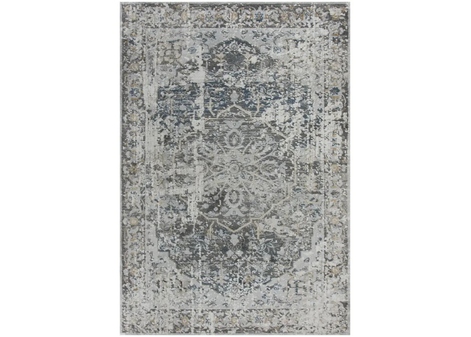 Bristol Beige/Blue Broken Medallion Polypropylene/Polyester 5'3" x 7'6" Rectangle Rug