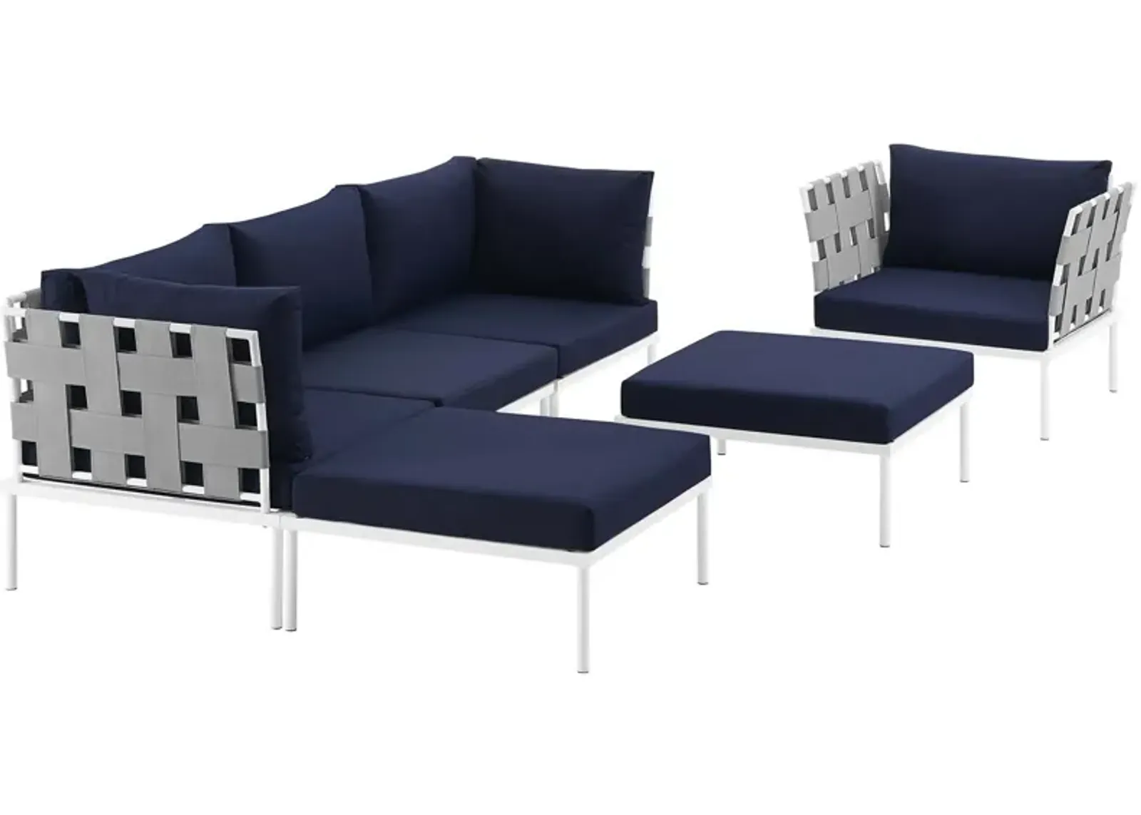 Harmony 6 Piece Outdoor Patio Aluminum Sectional Sofa Set