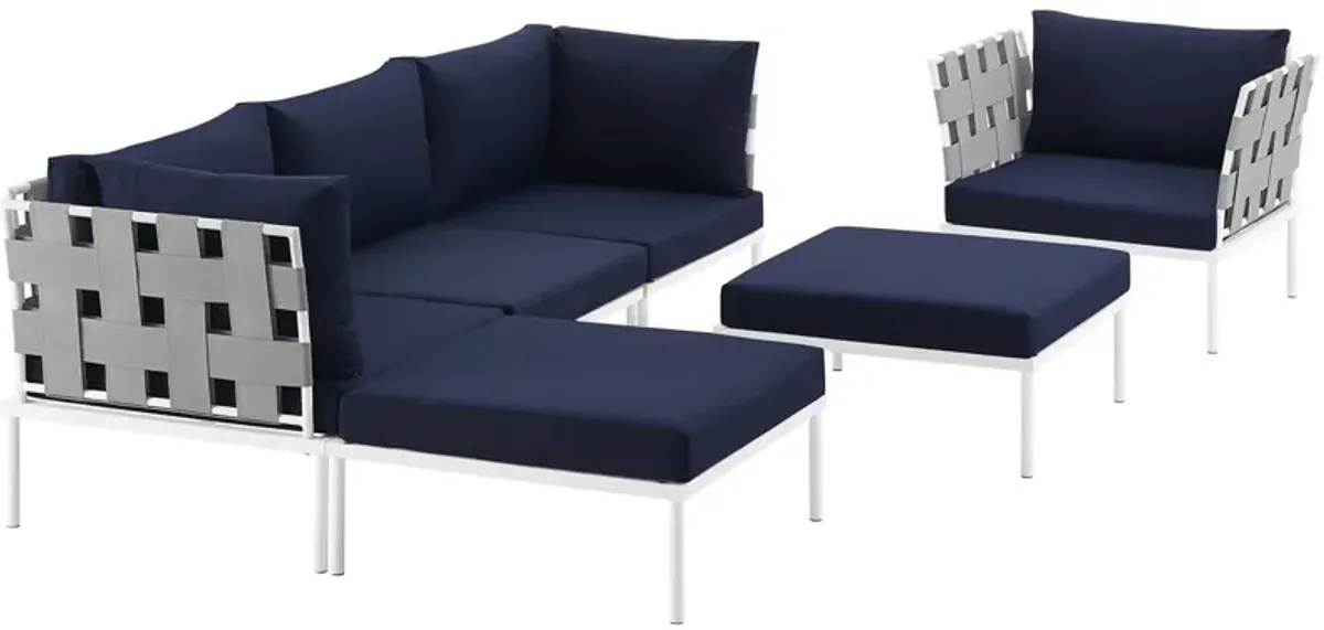 Harmony 6 Piece Outdoor Patio Aluminum Sectional Sofa Set