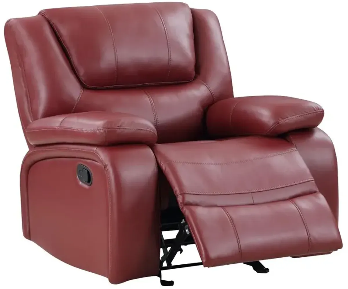 Camila Upholstered Glider Recliner Chair Red Faux Leather