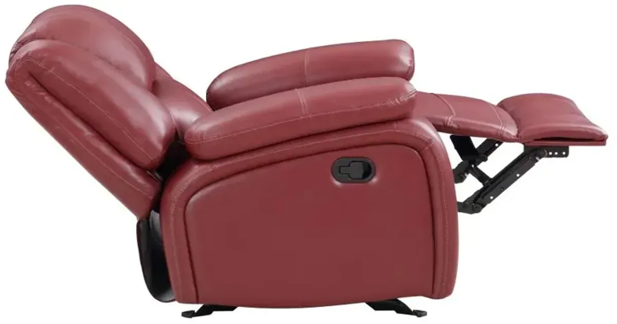 Camila Upholstered Glider Recliner Chair Red Faux Leather