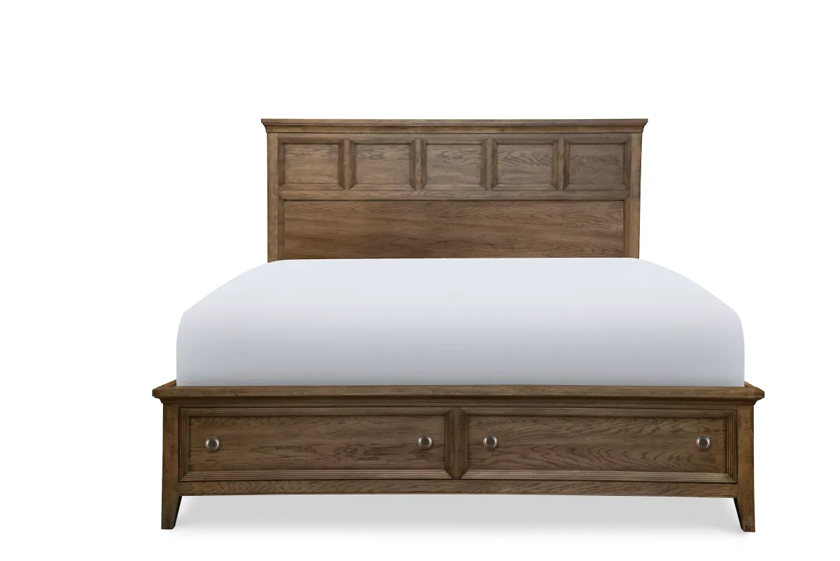 Forest Hills Complete Panel Bed With storage Footboard King 66