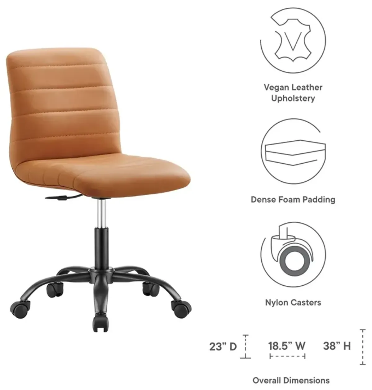 Ripple Armless Vegan Leather Office Chair