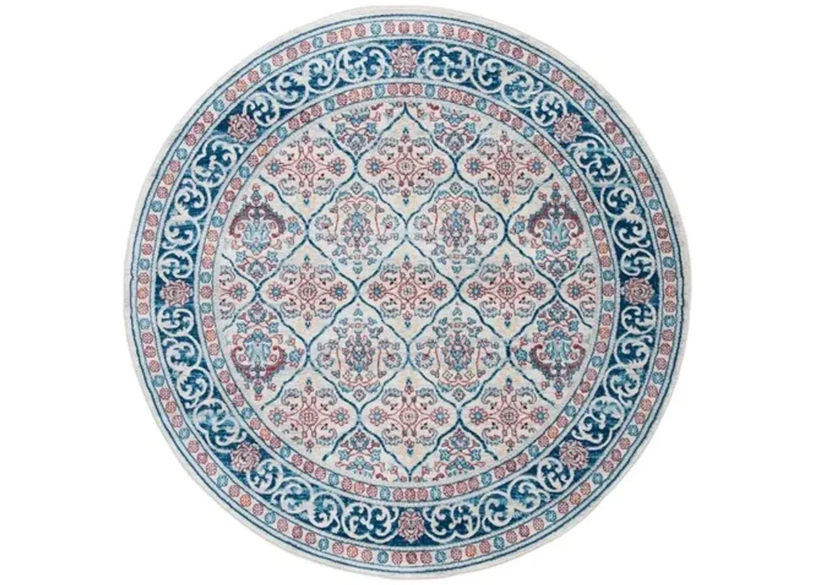 Brentwood 870 Beige / Navy 6'-7" X 6'-7" Round Round Powerloomed Rug