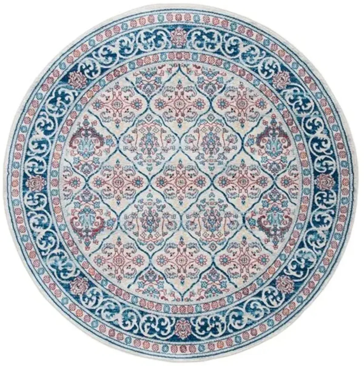 Brentwood 870 Beige / Navy 6'-7" X 6'-7" Round Round Powerloomed Rug