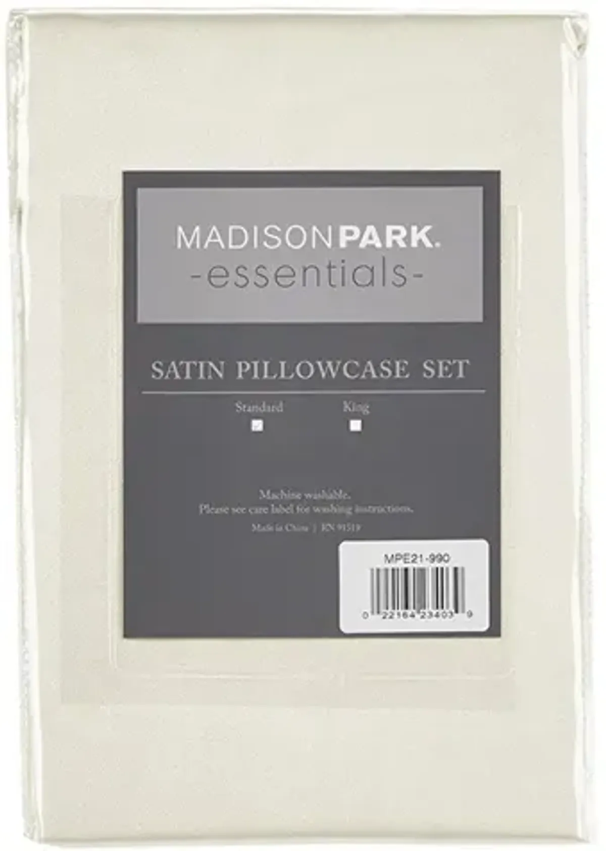 Madison Park Essentials Satin Ivory Luxury 2 PC Pillowcases