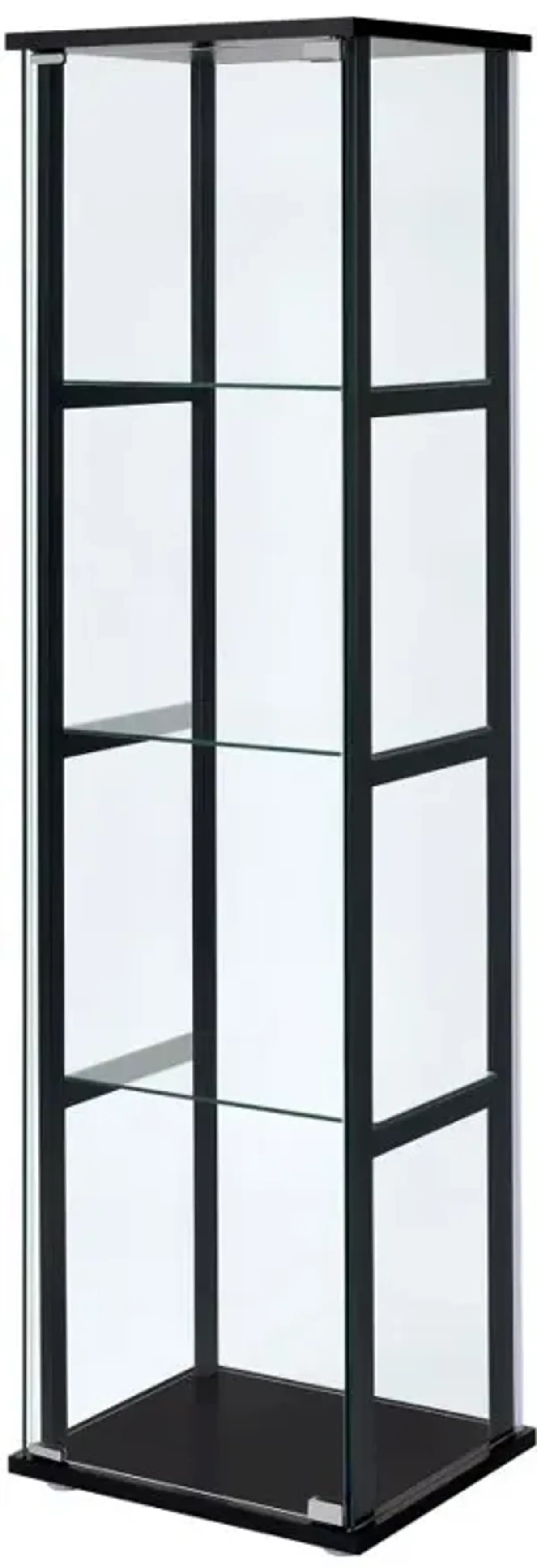 Cyclamen 4-shelf Glass Curio Cabinet Black and Clear