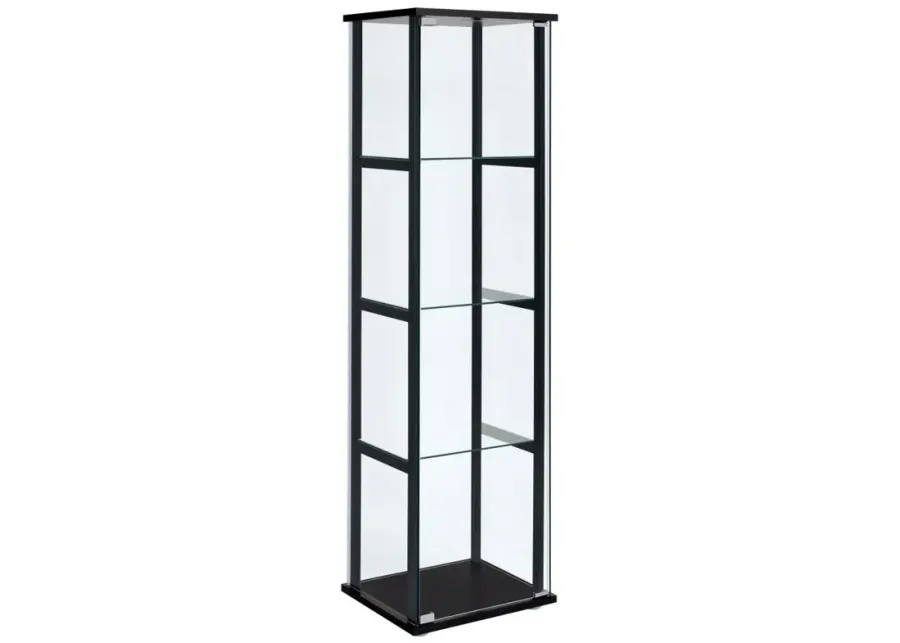 Cyclamen 4-shelf Glass Curio Cabinet Black and Clear